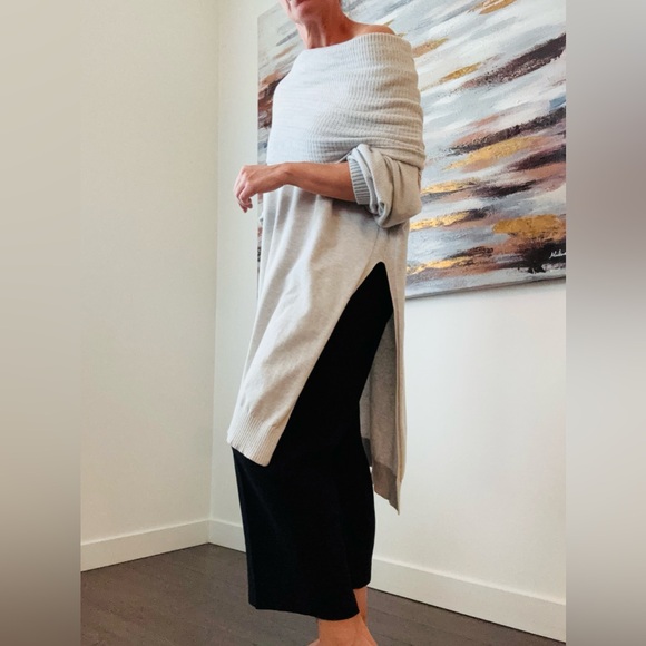 FREE PEOPLE Ottoman Slouchy Tunic Sweater Gray Ice Large - Picture 4 of 13